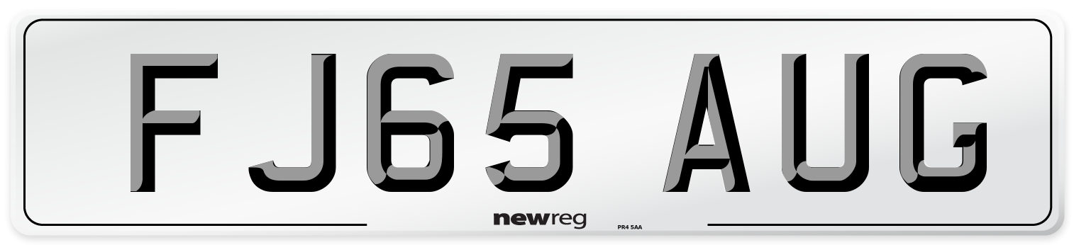 FJ65 AUG Number Plate from New Reg